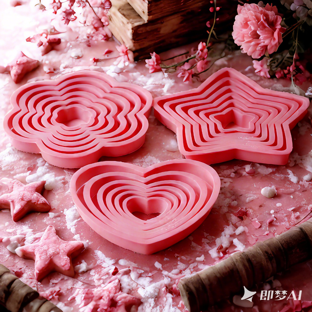 Baking Kitchen Set - 1set/3sets Pink Heart Star Flower Cookie