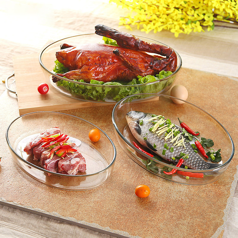 Kitchen Baking Tray Set - Hxglass Kitchen Products 1.0L-3.5L Clear Rectangular