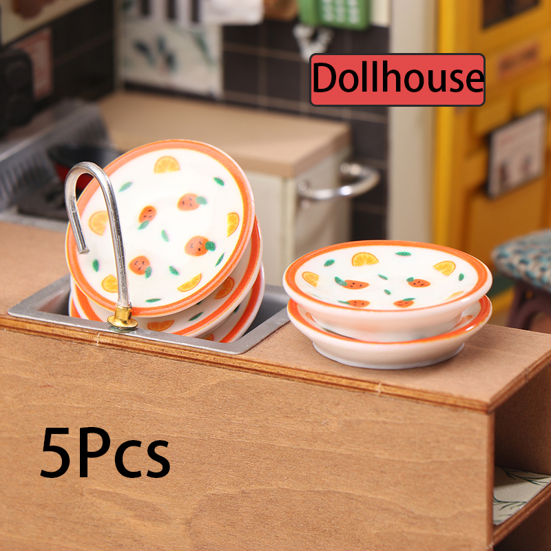 Miniature Baking Kitchen - 5Pcs 1/12 Dollhouse Mini Plates Dishes
