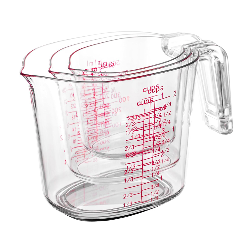 Kitchen Baking Kit - 1Cup,2Cup,4Cup transparent Nesting Measuring Cups Set
