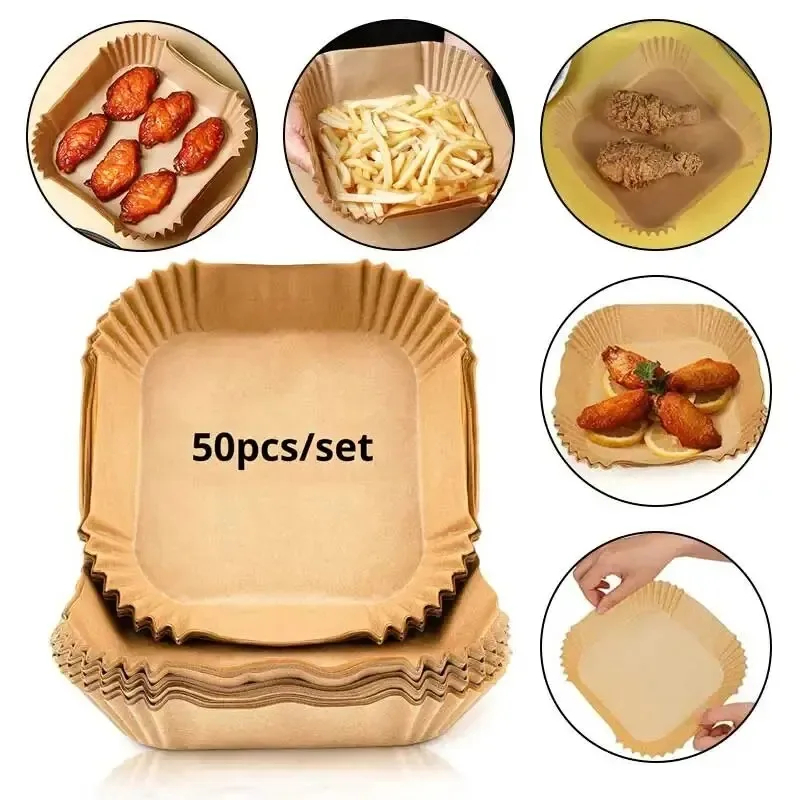 Kitchen Baking Tray Set - 50pcs/set Air Fryer Papers Disposable Oil-proof