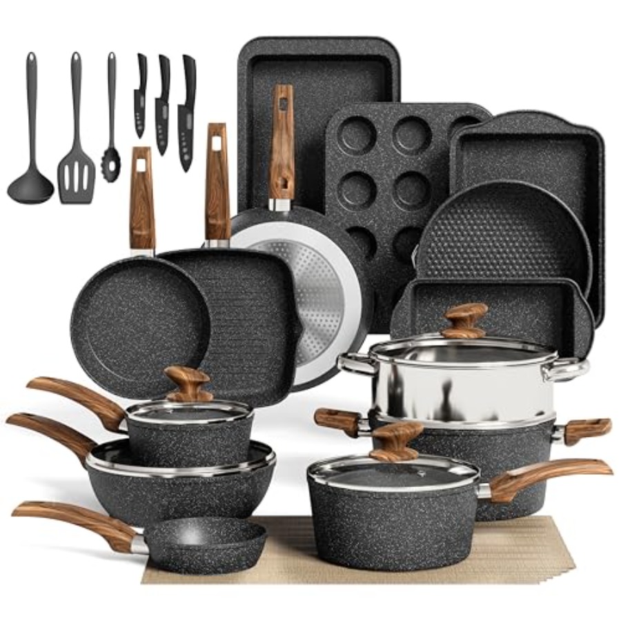 Kitchen Baking Tray Set - 30 Piece Non Stick Kitchen Cookware