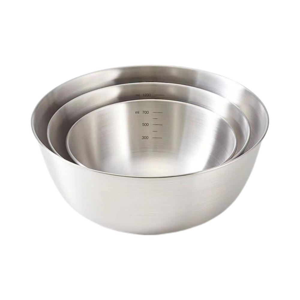 Baking Kitchen Set - 3pcs Stainless Steel Bowl Set with
