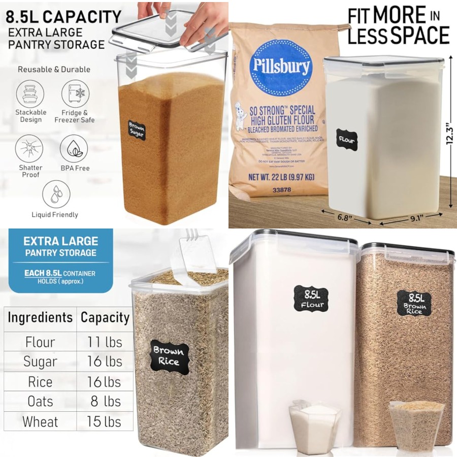 Kitchen Baking Pantry - 8.5L/287Oz Extra Large Airtight Food Storage