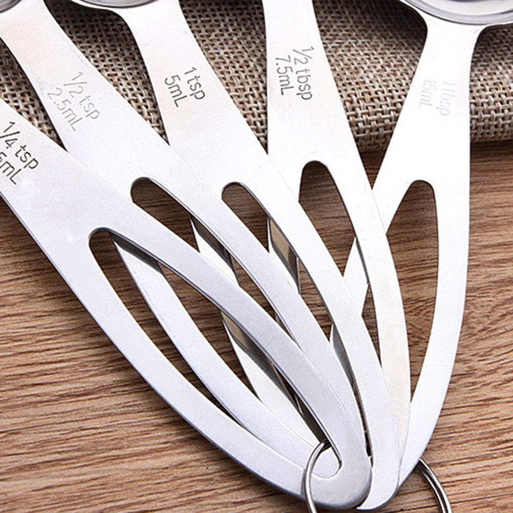 Baking Powder Kitchen - 5Pcs Stainless Steel Measuring Spoons Set