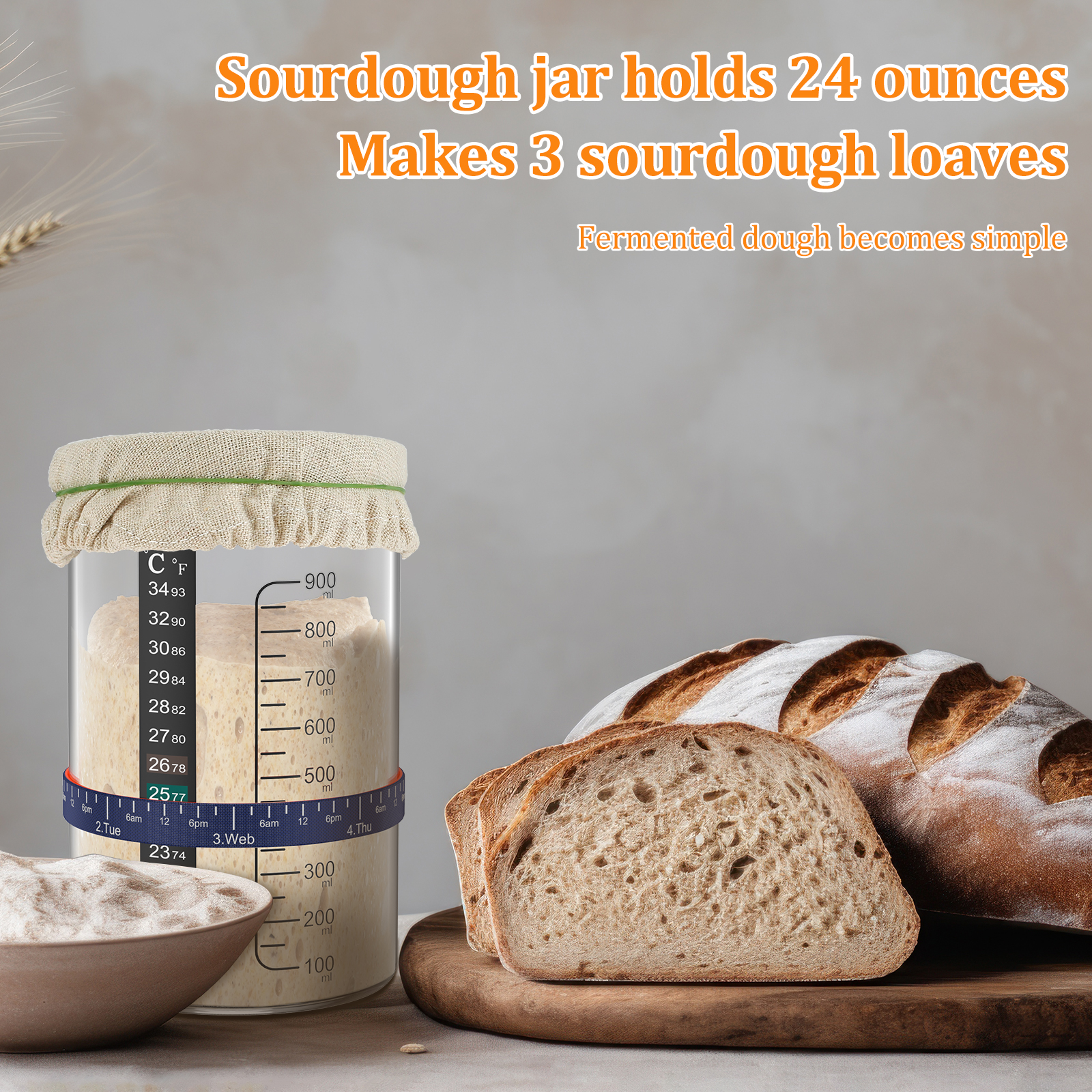Sourdough Starter Jar Kit 900m – обзор и цена Kitchen Baking Kit