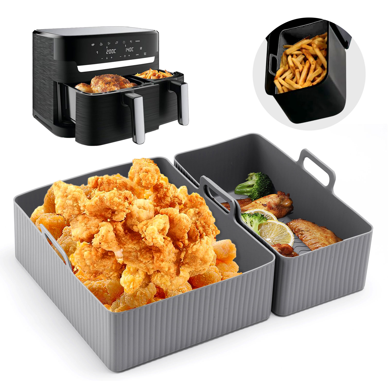 2pcs Set Silicone Air Fryer Ma – обзор и цена Kitchen Baking Tray Set